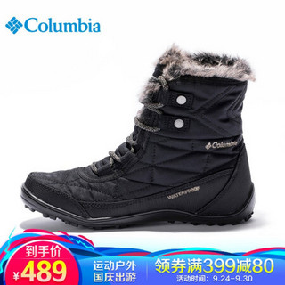 Columbia哥伦比亚雪地靴女户外运动中帮防泼水热能反射防寒耐磨系带保暖鞋 BL5961 010 38.5