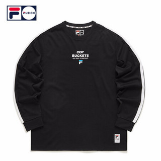 FILA FUSION 斐乐 男士长袖T恤 2020冬季新款运动纯棉篮球服 深黑-BK 190/108A/XXXL