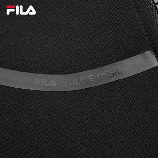 FILA 斐乐官方 女士针织上衣2020年秋冬季新款微弹休闲运动外套女 正黑色-BK 170/88A/L