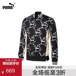 PUMA彪马官方 新款男女同款印花立领卫衣外套METALLIC 532176 黑色-01 M