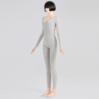 DAPU/大朴 A类女士玻尿酸养肤美体睡衣保暖内衣秋衣秋裤打底裤蕾丝打底衫塑身保暖衣 浅灰色 均码(40-80㎏)