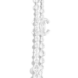 奢侈品 CHANEL香奈儿长项链水钻人造珍珠金属名贵树脂（银、透明水晶）