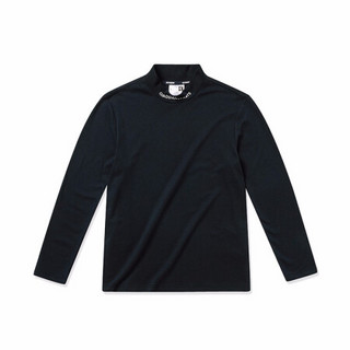 乔丹针织长袖T恤衫男高领上衣纯色长袖t恤打底体恤衫 XTL43201316 黑色 XL