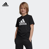 阿迪达斯官网 adidas YB MH BOS T 大童装训练运动短袖T恤DV0816 黑色/白 110CM