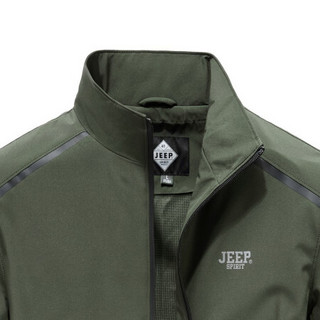 吉普 JEEP 2020秋季夹克男宽松时尚休闲立领外套潮流男装茄克衫 JK20766010 军绿 M