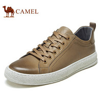 骆驼（CAMEL）  休闲韩版百搭牛皮软底男鞋潮流运动板鞋 A032134150 卡其 41