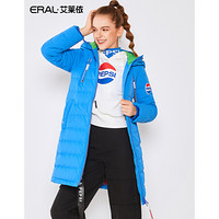 ERAL/艾莱依2020冬季新款百事联名羽绒服白鸭绒大衣女 马利蓝 155