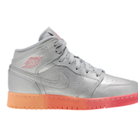 AIR JORDAN AJ 1 Mid 儿童篮球鞋 金属银/赛车粉红色/狼灰色 35.5