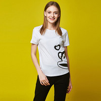 Paul Frank/大嘴猴 20年夏季女式运动T恤短袖圆领卡通图案休闲上衣女 白色 S