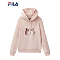 FILA 斐乐官方连帽卫衣女高圆圆同款2020年秋冬季休闲运动长袖刺绣女上衣 沙皮粉-LP 170/88A/L