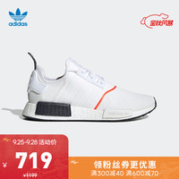 阿迪达斯官网 adidas 三叶草 NMD_R1 男女鞋经典运动鞋EE5086 白/白/红荧光 41(255mm)