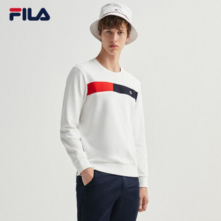 FILA 斐乐官方男子卫衣2020秋季新款简约运动针织套头衫男卫衣 标准白-WT 170/92A/M