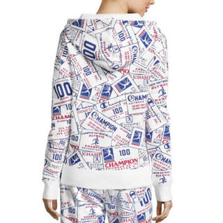 Champion冠军女士Logo海报印花连帽衫卫衣运动衫 W4336P 550381 White All Over Print 2XL