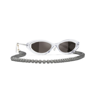 CHANEL香奈儿男女通用太阳眼镜椭圆形眼镜经典时尚酷炫潮流派对镜 银灰色