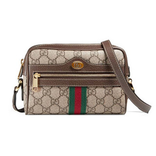 GUCCI 古驰 OPHIDIA系列 女士帆布单肩包 517350 96IWS 8745 卡其/红绿