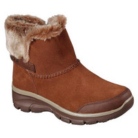 SKECHERS斯凯奇女鞋厚底拉链绒面保暖雪地靴女靴49475 BROWN 7.5