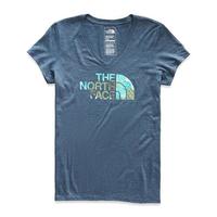 The North Face北面女士T恤短袖半身裙V领休闲上衣NF0A3FQV HEATHER/BLUE L