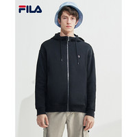 FILA 斐乐官方男子运动外套 2020秋季新款连帽外套男针织上衣 正黑色-BK 190/108A/XXXL