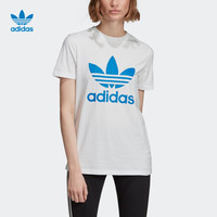 adidas ORIGINALS adidas阿迪达斯官方三叶草女装秋季居家运动圆领短袖T恤FJ9451 白/浅绿 40