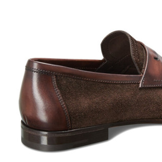 berluti伯鲁提男鞋乐福鞋无衬里便携穿脱时尚设计棕色绒面小牛皮 43