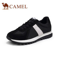 骆驼（CAMEL）女鞋 百搭休闲撞色拼接鞋面厚底运动阿甘鞋 A03503656 黑/米 36