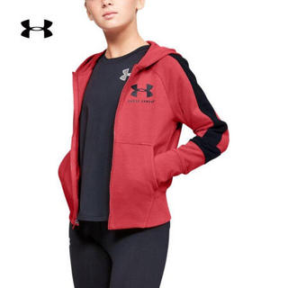 安德玛官方UA Rival Terry女童运动拉链连帽外套Under Armour1353164 红色843 YS