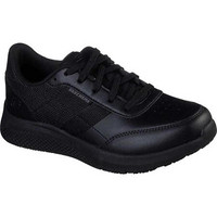 SKECHERS斯凯奇女士休闲皮鞋低帮系带纯色厚底轻质舒适运动鞋886740 Black 10