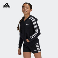 阿迪达斯官网adidas YG E 3S FZ HD大童装秋季训练运动夹克外套DV0368 黑色/白 128CM