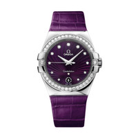 OMEGA 欧米茄 Constellation星座系列 123.18.35.60.60.001 女士石英手表 35mm 紫盘 紫色皮质表带 圆形