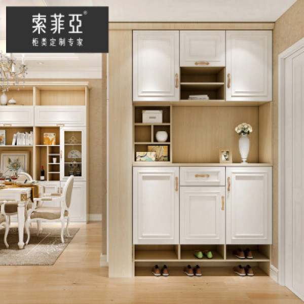 商品索菲亚全屋定制鞋柜欧式简约木质大容量鞋柜收纳客厅门口穿鞋换鞋