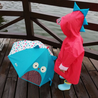 创意小恐龙儿童雨衣创意卡通斗篷连体雨披幼儿园小学生雨衣轻薄易收纳儿童防雨雨具 红色 S