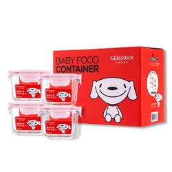 Glasslock baby 辅食保鲜盒 方形 210ml*4个