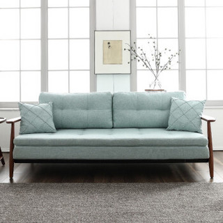 阿姆小镇（alm） 简约现代实木沙发床多功能北欧小户型客厅卧室可折叠床两用布艺沙发2米 胡桃绿