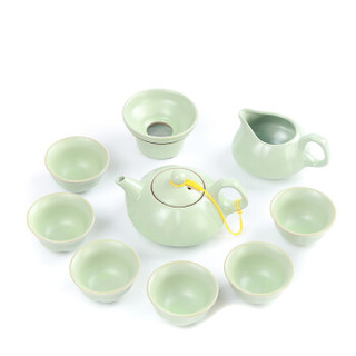 汝瓷茶具套装陶瓷整套茶壶茶杯盖碗办公家用礼品套装 汝窑十头南瓜壶