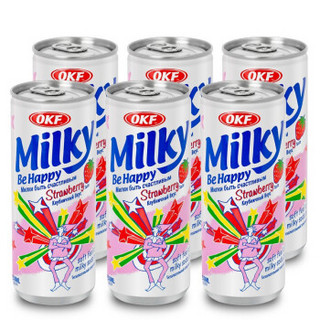 韩国进口 OKF 牛奶苏打饮料（草莓味） 250ml*6