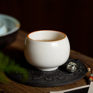 研艺 象牙白玉汝主人杯 汝窑主人杯开片汝瓷茶杯茶具象牙白功夫茶杯品茗杯个人单杯 玉汝（布施）