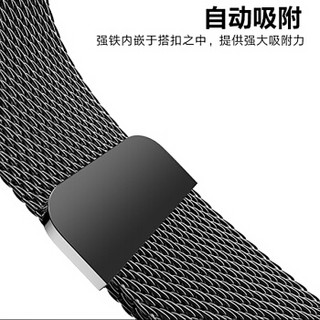 新视界苹果表带 Apple watch1/2/3/4/5代通用 米兰尼斯不锈钢苹果手表带 38/40-银色