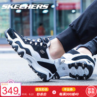 Skechers斯凯奇男鞋休闲鞋秋冬新款潮流复古老爹鞋厚底熊猫鞋运动鞋子 黑色/白色 39.5