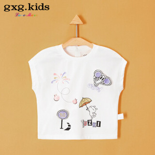 gxg kids童装夏装商场同款新款时尚白色女童短袖T恤 白色 80cm