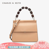 CHARLES&KEITH包通勤女士翻盖手提单肩包女CK2-50781019 Beige米色 M