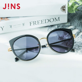 JINS睛姿19款TR90轻量圆框男女通用太阳镜墨镜防紫外线19S202 94黑色