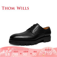 ThomWills德比男鞋夏季手工固特异牛皮商务正装皮鞋 黑色D341 8/42码