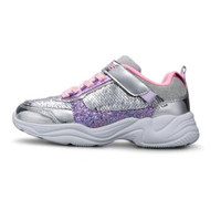 SKECHERS 斯凯奇 GIRLS系列 女童魔术贴休闲运动鞋 302060L 银色/粉红色