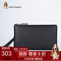 暇步士（Hush Puppies）手包男真皮头层牛皮商务信封包手抓包手拿包男士包包 黑色