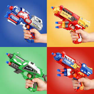 手拉玩具枪儿童软弹枪玩具手枪小男孩求生吸盘可发射玩具 蓝色+30发软弹+标靶