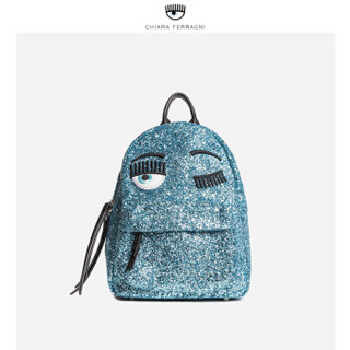 Chiara Ferragni2019新款大眼睛亮片包包女中号双肩包休闲旅行包 BLUE