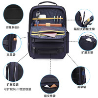 狼域(WOLFREALM)双肩包男商旅出差15.6寸电脑包潮流百搭大容量男士休闲背包 黑色 可装15.6英寸笔记本