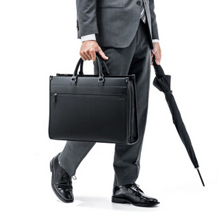 SANWA SUPPLY 电脑包 防泼水大容量笔记本包 单肩包男 商务手提包斜跨包 公文包 日常通勤 黑色 15.6英寸