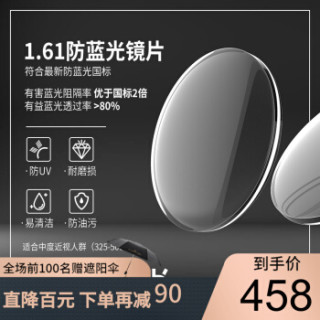 海伦凯勒 H23035联合镜架+1.61防蓝光镜片 配镜套餐