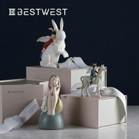 BEST WEST创意少女心摆件女生卧室装饰品送女友生日礼物电视柜动物乔迁新居礼品 《小女孩希望装》普通装